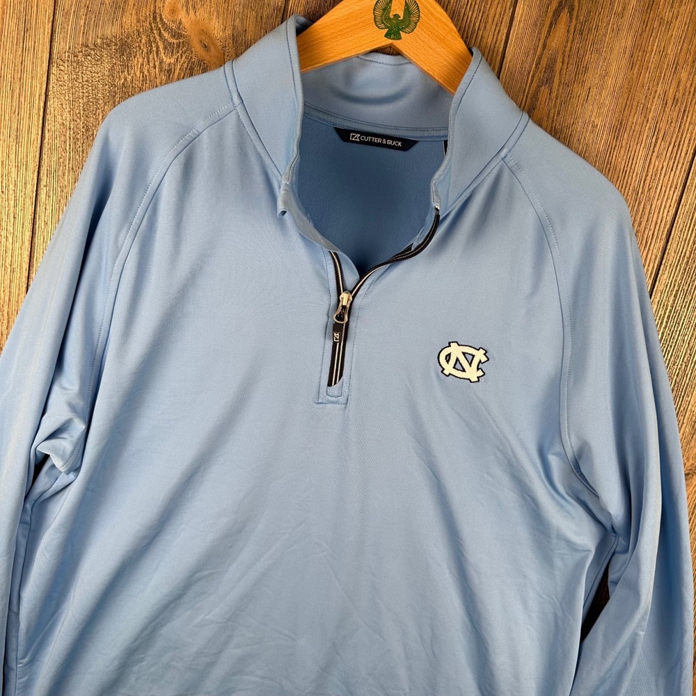 Cutter & Buck UNC North Carolina Tar Heels 1/4 Zip Pullover Blue Mens Large